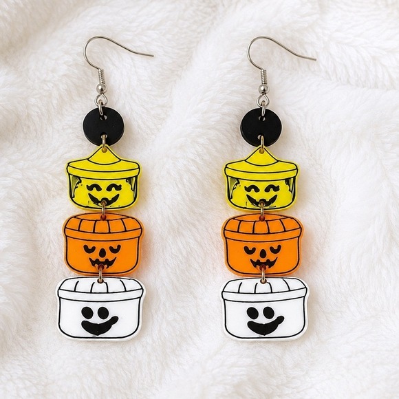 Jewelry - Dangle Halloween Bucket Earrings Retro Classic Fun Spooky Costume Jewelry